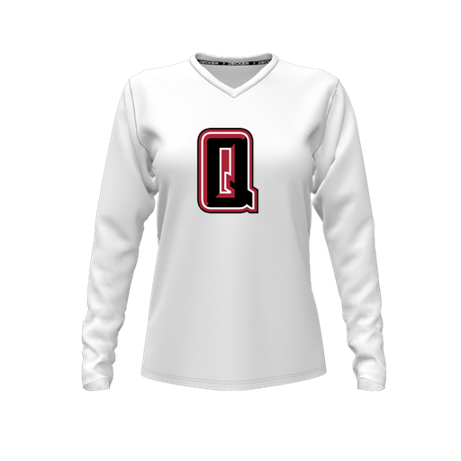 [FTLVCFWH-FYXS-LOGO2] Decker Comfort T-Shirt (Female Youth XS, White, V Neck, Logo 2, Long Sleeve)