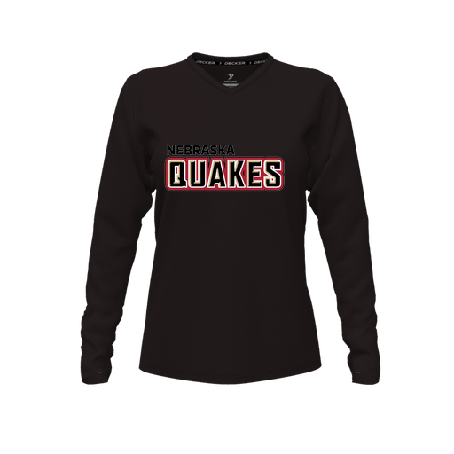 [FTLVCFBK-FYXS-LOGO1] Decker Comfort T-Shirt (Female Youth XS, Black, V Neck, Logo 1, Long Sleeve)