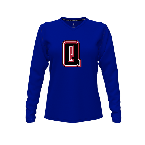 [CUS-DFW-TEES-CMF-VNK-LSL-RYL-FYXS-LOGO2] Decker Comfort T-Shirt (Female Youth XS, Royal, V Neck, Logo 2, Long Sleeve)