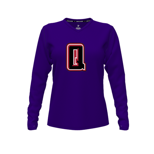 [FTLVCFPP-FYXS-LOGO2] Decker Comfort T-Shirt (Female Youth XS, Purple, V Neck, Logo 2, Long Sleeve)