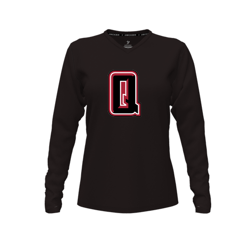 [CUS-DFW-TEES-PER-VNK-LSL-BLK-FYXS-LOGO2] Decker Performance T-Shirt (Female Youth XS, Black, V Neck, Logo 2, Long Sleeve)